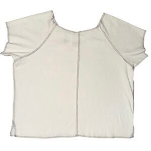 Vintage Fitigues Y2K Crop Top Cream Contrast Stitch Baby Tee Made in USA Small